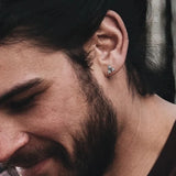 Men's Triangle Stud Earrings, Stainless Steel CZ Gift for Him