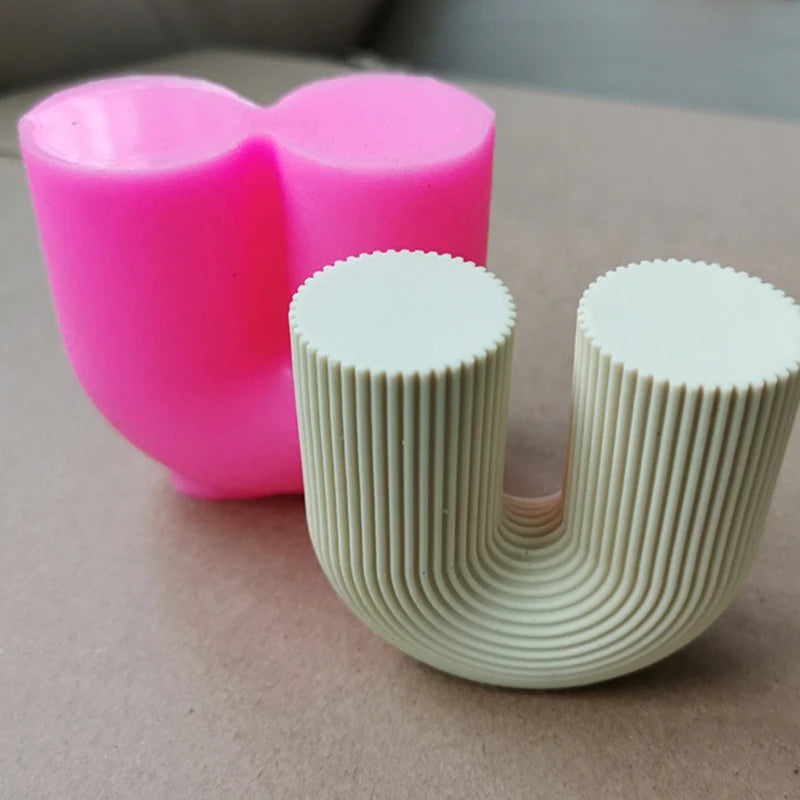Geometric U-Shaped Candle Mold 3D Abstract Architectural Resin Moulds