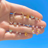 Geometric CZ Vermeil Sterling Silver Earrings