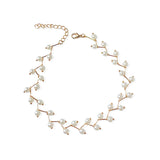 Geometric Pearl Cross Collarbone Chain Necklace
