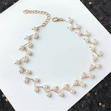 Geometric Pearl Cross Collarbone Chain Necklace