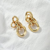 Geometric Oval Tube Chain Silver Needle Earrings 18k Plated DIY Accessories