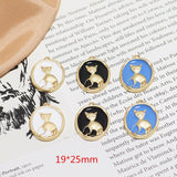 30pcs Geometric Kitten Pattern Oil Charms for DIY Jewelry