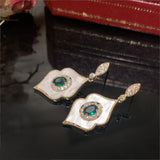 Geometric Shell Earrings Zircon Flash S925 Silver Needle Earrings