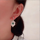 Geometric Shell Earrings Zircon Flash S925 Silver Needle Earrings