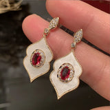 Geometric Shell Earrings Zircon Flash S925 Silver Needle Earrings