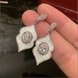 Geometric Shell Earrings Zircon Flash S925 Silver Needle Earrings