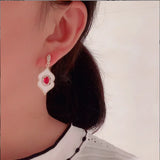 Geometric Shell Earrings Zircon Flash S925 Silver Needle Earrings