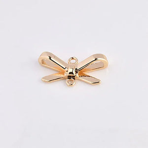 Alloy Double Hanging Bow Knot Peach Heart Drop Earrings