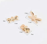 Alloy Double Hanging Bow Knot Peach Heart Drop Earrings