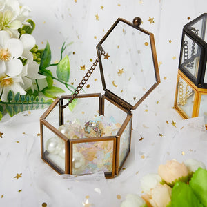 Clear Glass Jewelry Box Organizer Ring Necklace Earrings Storage