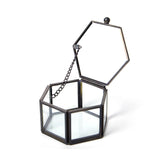Clear Glass Jewelry Box Organizer Ring Necklace Earrings Storage