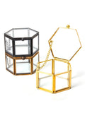 Geometrical Clear Glass Jewelry Box Organizer Holder Ring Necklace Bracelets