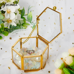 Geometrical Clear Glass Jewelry Box Jewelry Organize Holder