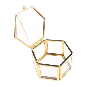 Glass Jewelry Box Holder Tabletop Succulent Plants Container Home Storage