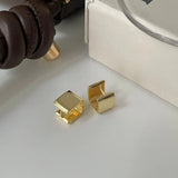 925 Silver Wide Square Earrings 18K Female Jewelry