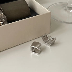 925 Silver Wide Square Earrings 18K Female Jewelry
