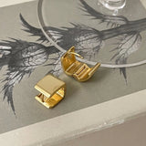 925 Silver Wide Square Earrings 18K Female Jewelry