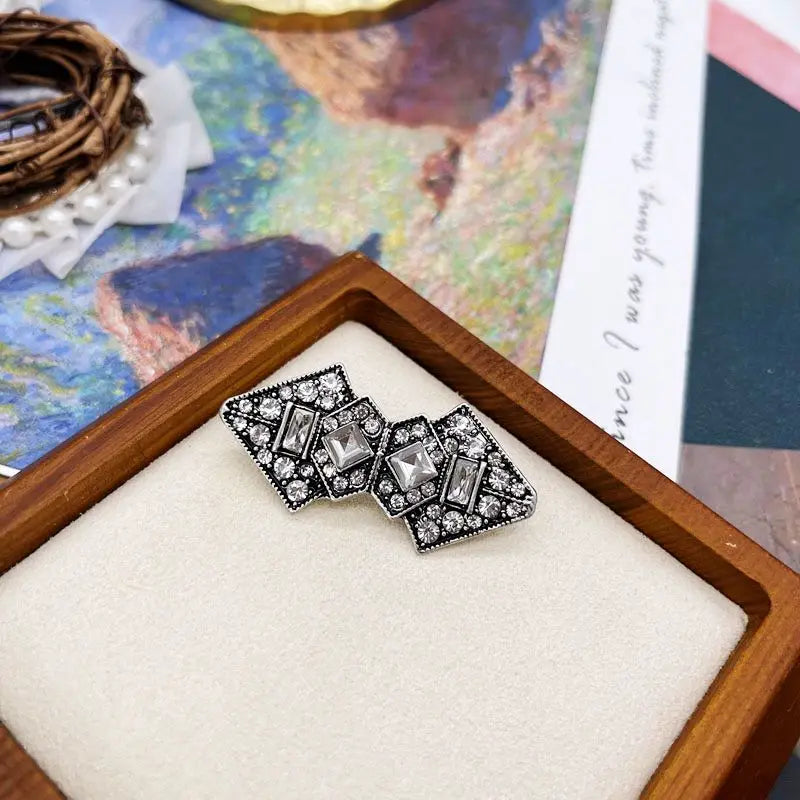 Geometry Crystal Glass Stone Small Brooches for Women's Accessories