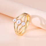 Geometry Pearl Charm Cuff Wide Bracelet for Women