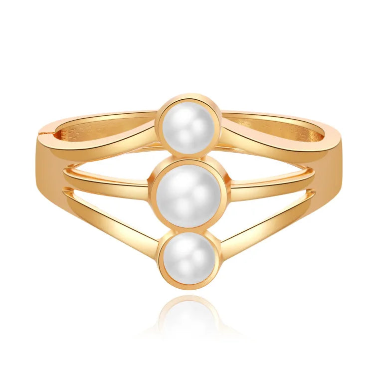 Geometry Pearl Charm Cuff Wide Bracelet for Women