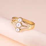 Geometry Pearl Charm Cuff Wide Bracelet for Women
