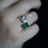 Green Fusion Stone Ring 5A CZ Bridal Wedding Jewelry