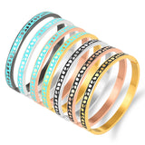 Enamel Charm Bracelet Stainless Steel Rose Bangle