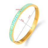Enamel Charm Bracelet Stainless Steel Rose Bangle