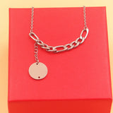 Geometry Round Charm Necklace Stainless Steel for Women
