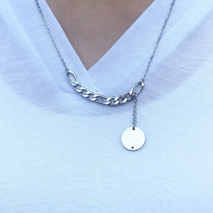 Geometry Round Charm Necklace Stainless Steel for Women