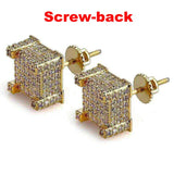 Geometry Zircon Stud Earrings Micro Pave Full Bling Gift