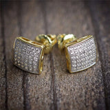 Geometry Zircon Stud Earrings Micro Pave Full Bling Gift