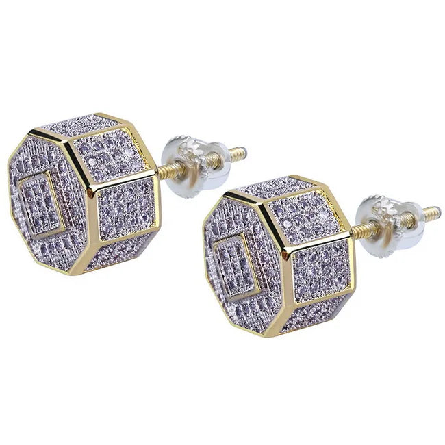 Geometry Zircon Stud Earrings Micro Pave Full Bling Gift