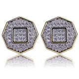 Geometry Zircon Stud Earrings Micro Pave Full Bling Gift