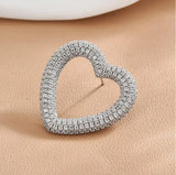 Love Heart Shape Long Earrings 925 Silver Needle Single Earrings