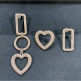 Love Heart Shape Long Earrings 925 Silver Needle Single Earrings