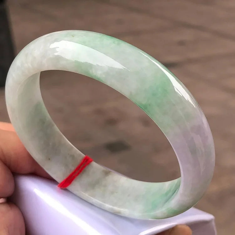 Certified Myanmar Emerald Light Purple and Green Bracelet 54-62mm