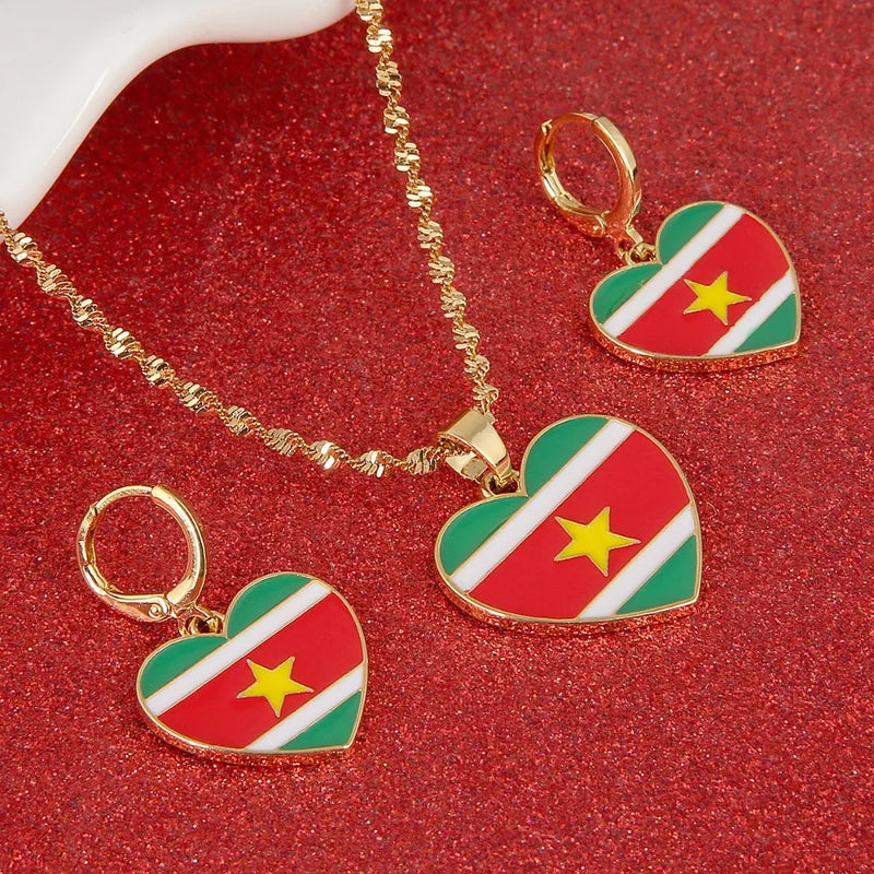 Ghana Flag Pendant Necklace Earrings Jewelry Ghanaian Maps Patriotic Gift