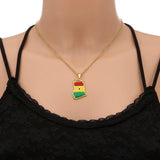 Ghana Map Flag Pendant Necklace Stainless Steel For Women Girls Silver Charm