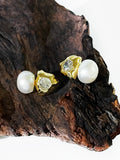 Delicate Golden Triangle CZ Zircon Pearl Stud Earrings for Women