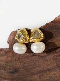 Delicate Golden Triangle CZ Zircon Pearl Stud Earrings for Women
