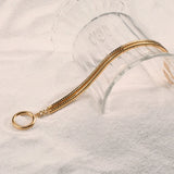 Double Layered Herringbone Snake Chain Bracelet OT Buckle Clasp Minimalist