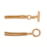 Double Layered Herringbone Snake Chain Bracelet OT Buckle Clasp Minimalist