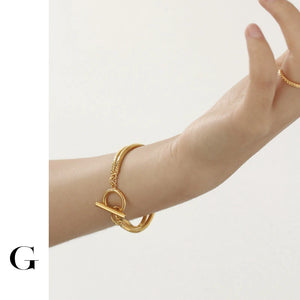 Double Layered Herringbone Snake Chain Bracelet OT Buckle Clasp Minimalist