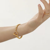Double Layered Herringbone Snake Chain Bracelet OT Buckle Clasp Minimalist