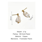 Freshwater Pearl Charm Stud Earring Minimalist Baroque Design