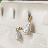 Freshwater Pearl Charm Stud Earring Minimalist Baroque Design