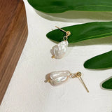 Freshwater Pearl Charm Stud Earring Minimalist Baroque Design