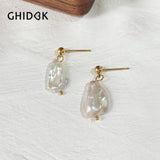 Freshwater Pearl Charm Stud Earring Minimalist Baroque Design